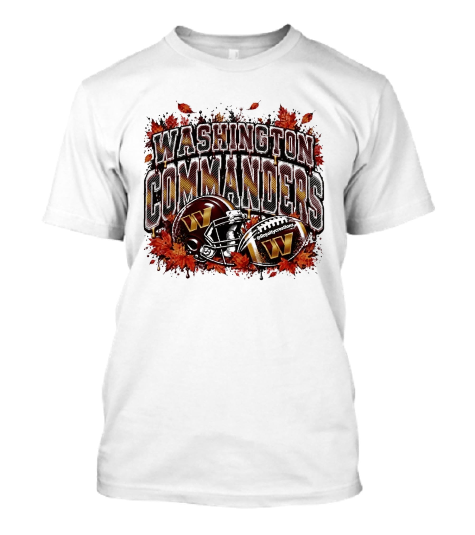 Washington Commanders Football Helmet Autumn Leaves 2026 T-Shirt