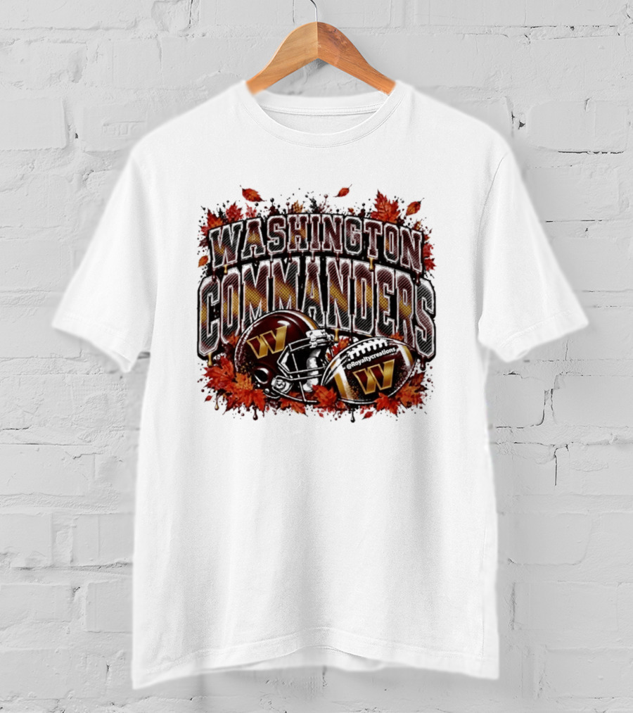 Washington Commanders Football Helmet Autumn Leaves 2026 T-Shirt