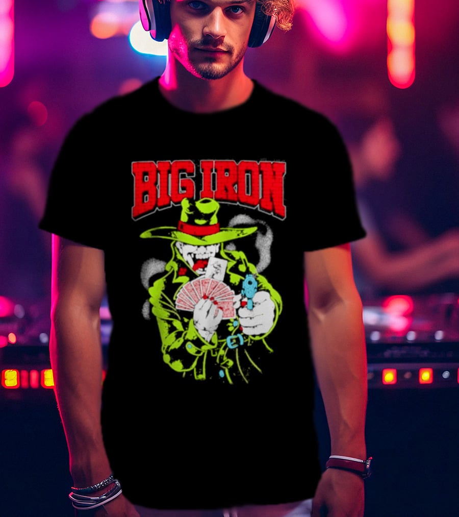 Big Iron Joker Cowboy Western Playing Cards T-Shirt
