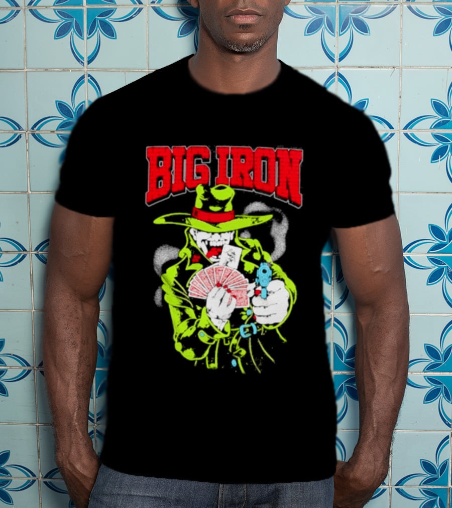 Big Iron Joker Cowboy Western Playing Cards T-Shirt