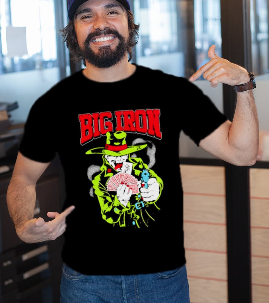 Big Iron Joker Cowboy Western Playing Cards T-Shirt