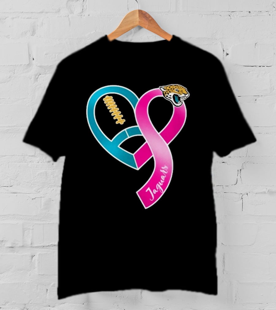 Jacksonville Jaguars Breast Cancer Awareness Heart Ribbon 2026 T-Shirt