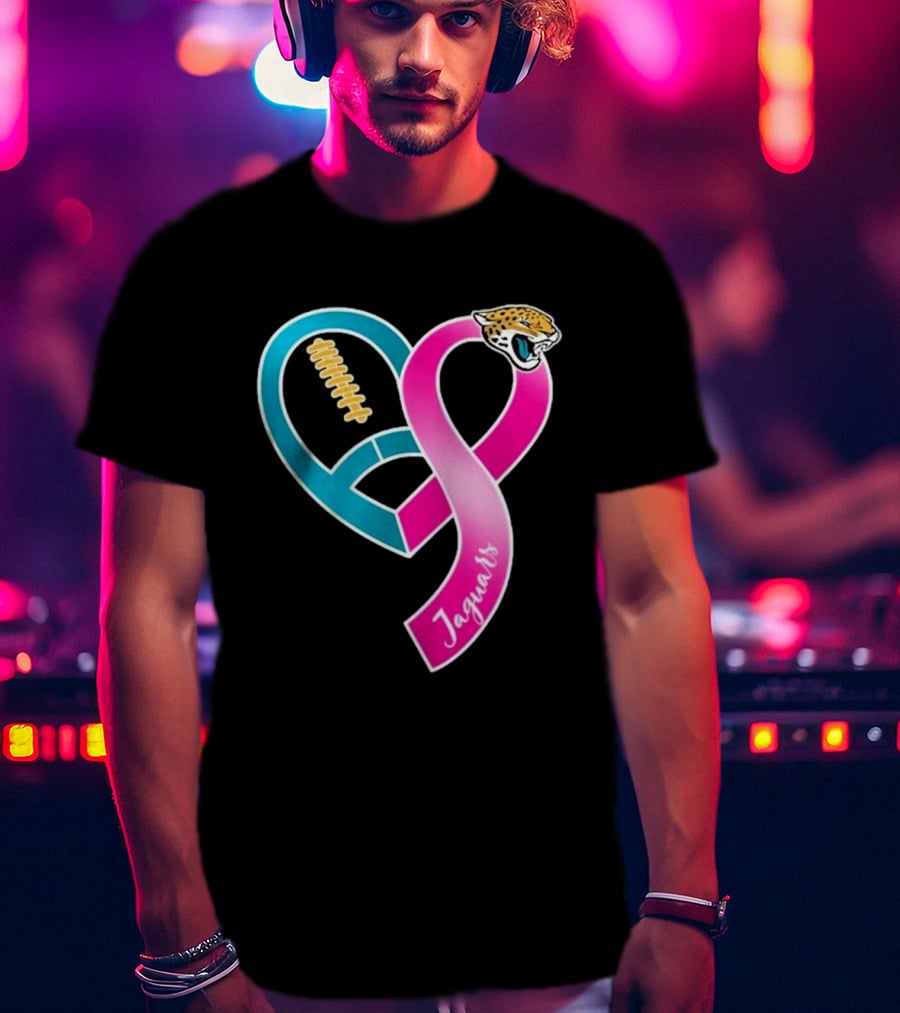 Jacksonville Jaguars Breast Cancer Awareness Heart Ribbon 2026 T-Shirt