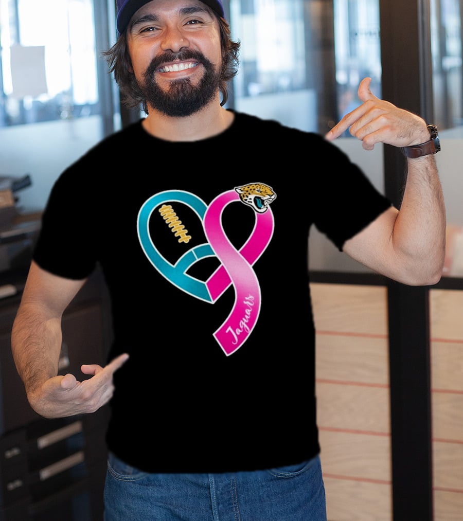 Jacksonville Jaguars Breast Cancer Awareness Heart Ribbon 2026 T-Shirt