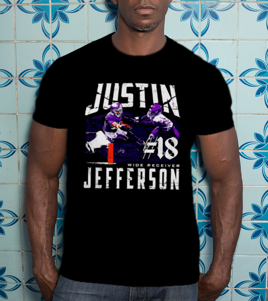 Justin Jefferson Minnesota Vikings Wide Receiver #18 Touchdown Dive T-Shirt