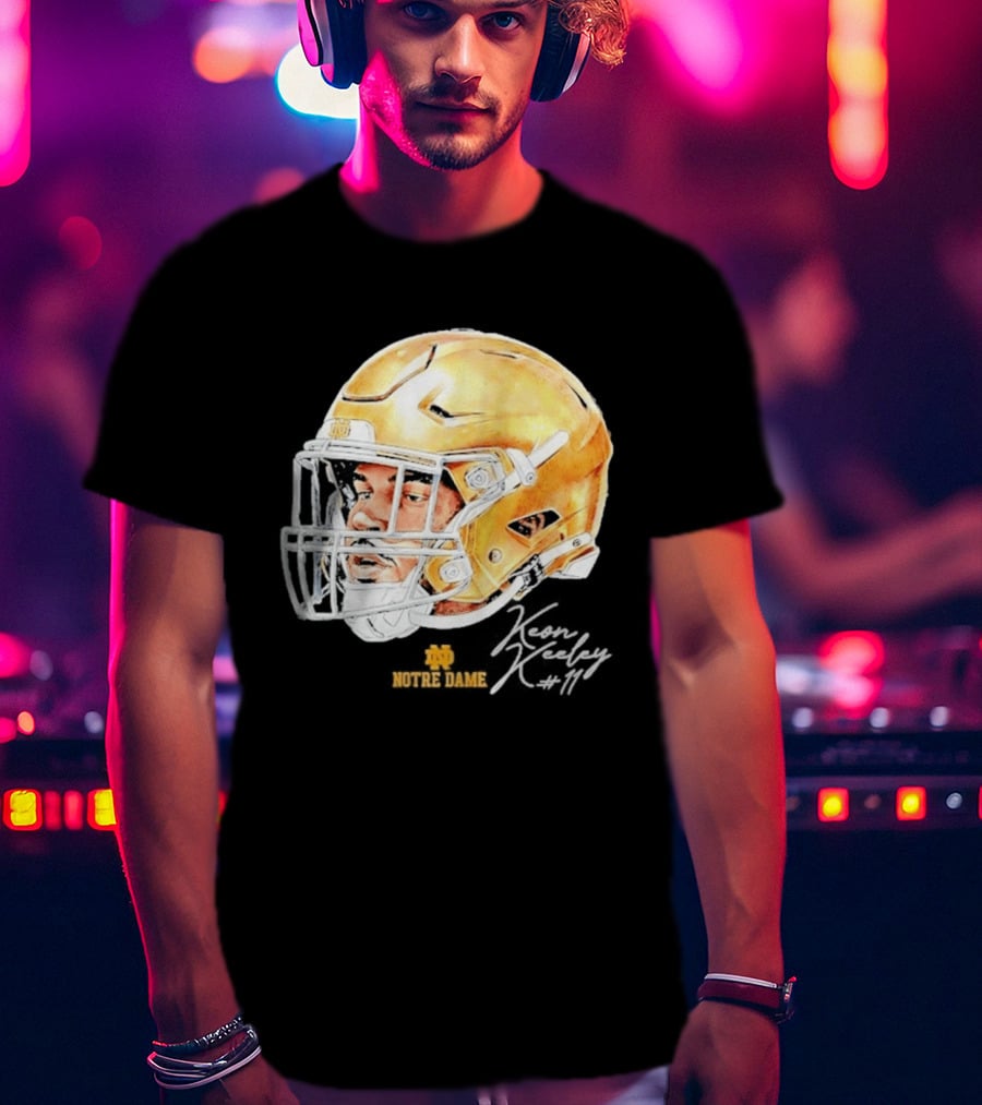 Keon Keeley 11 Notre Dame Football Helmet Swag T-Shirt