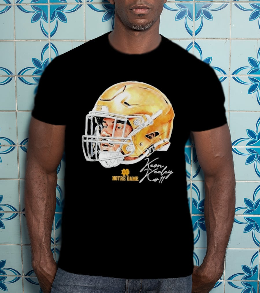 Keon Keeley 11 Notre Dame Football Helmet Swag T-Shirt