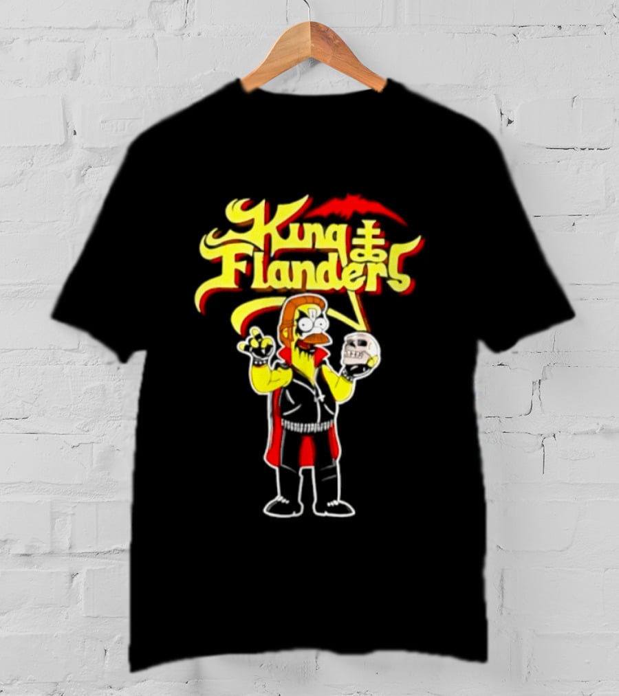 King Flanders Ned Flanders Metal Skull Holding Flowers And Skull T-Shirt