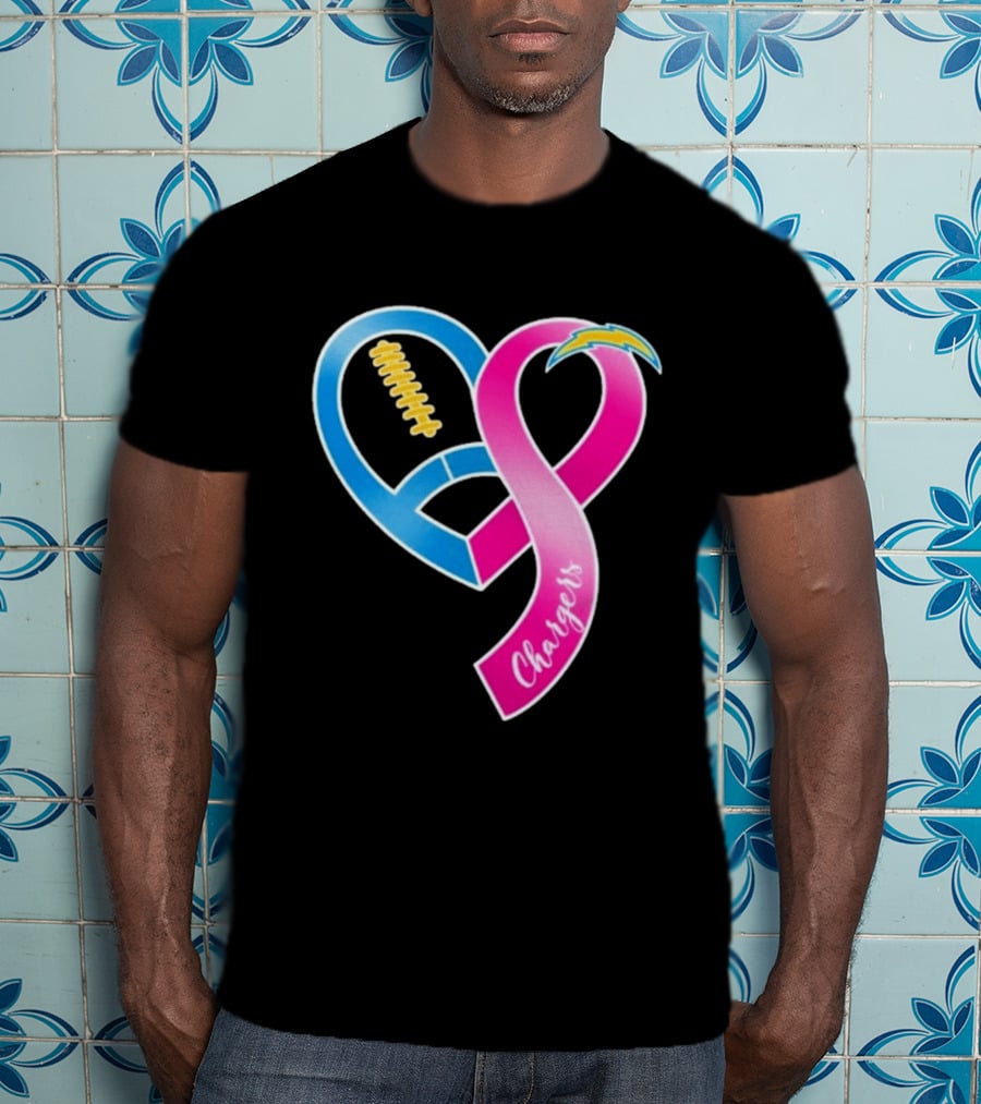 Los Angeles Chargers Breast Cancer Awareness Heart Ribbon 2026 T-Shirt