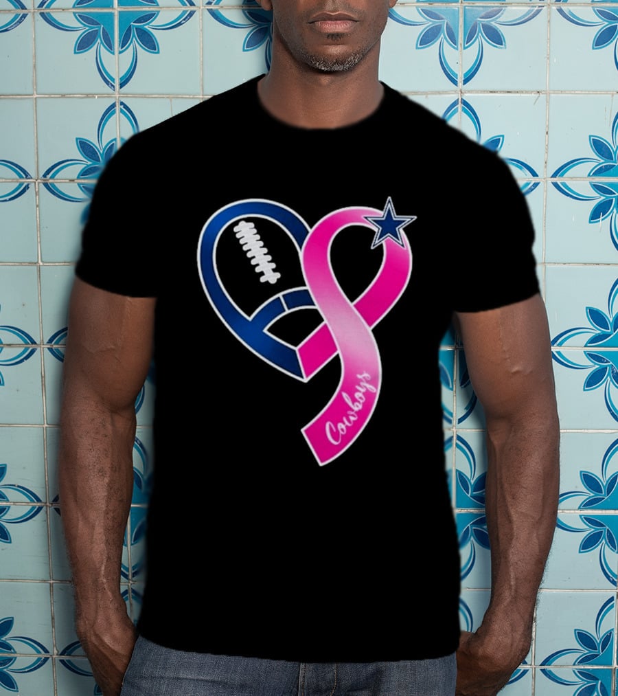 Dallas Cowboys Pink Ribbon Heart Breast Cancer Awareness 2026 T-Shirt