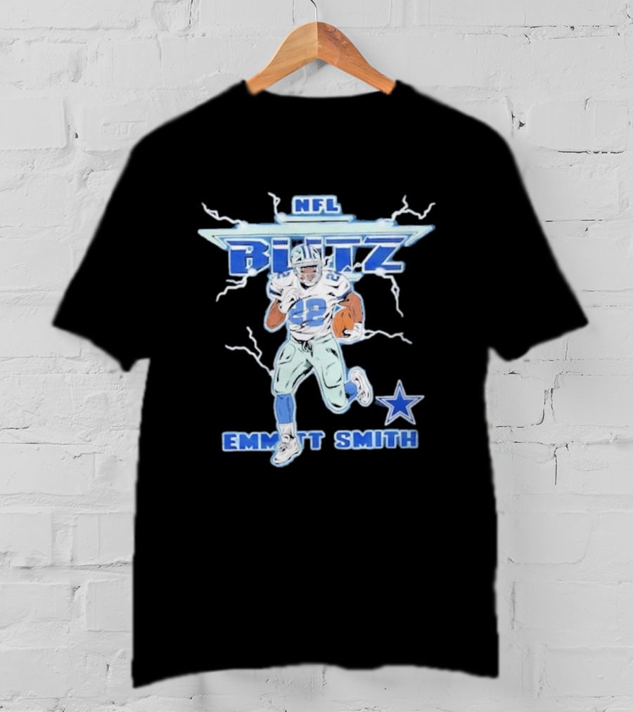 NFL Blitz Emmitt Smith Dallas Cowboys Lightning Star T-Shirt