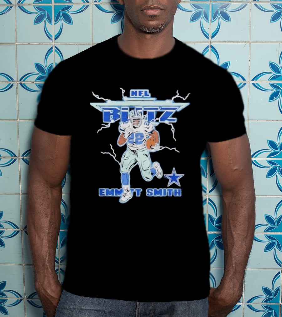 NFL Blitz Emmitt Smith Dallas Cowboys Lightning Star T-Shirt