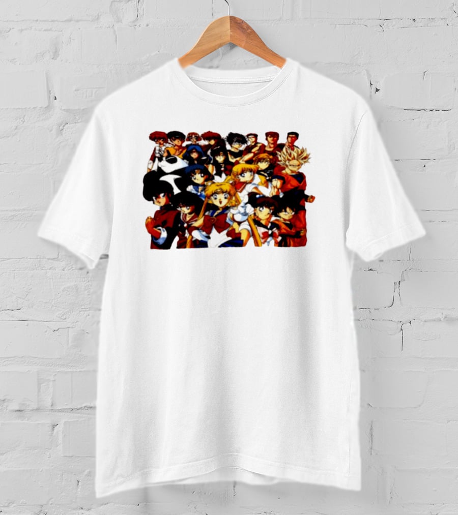 Anime Collage 9 Cartoon Sailor Moon Dragon Ball Z Characters T-Shirt