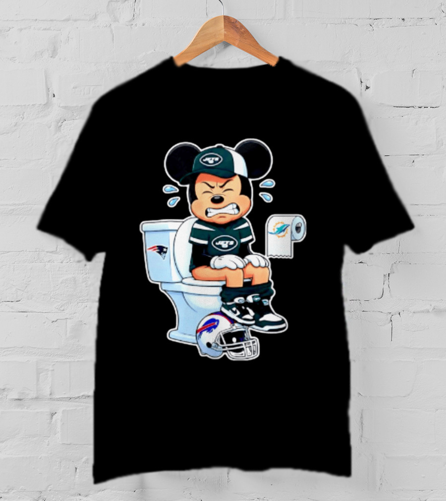 Mickey Jets Toilet Frustration Patriots Dolphins Bills Rivalry T-Shirt