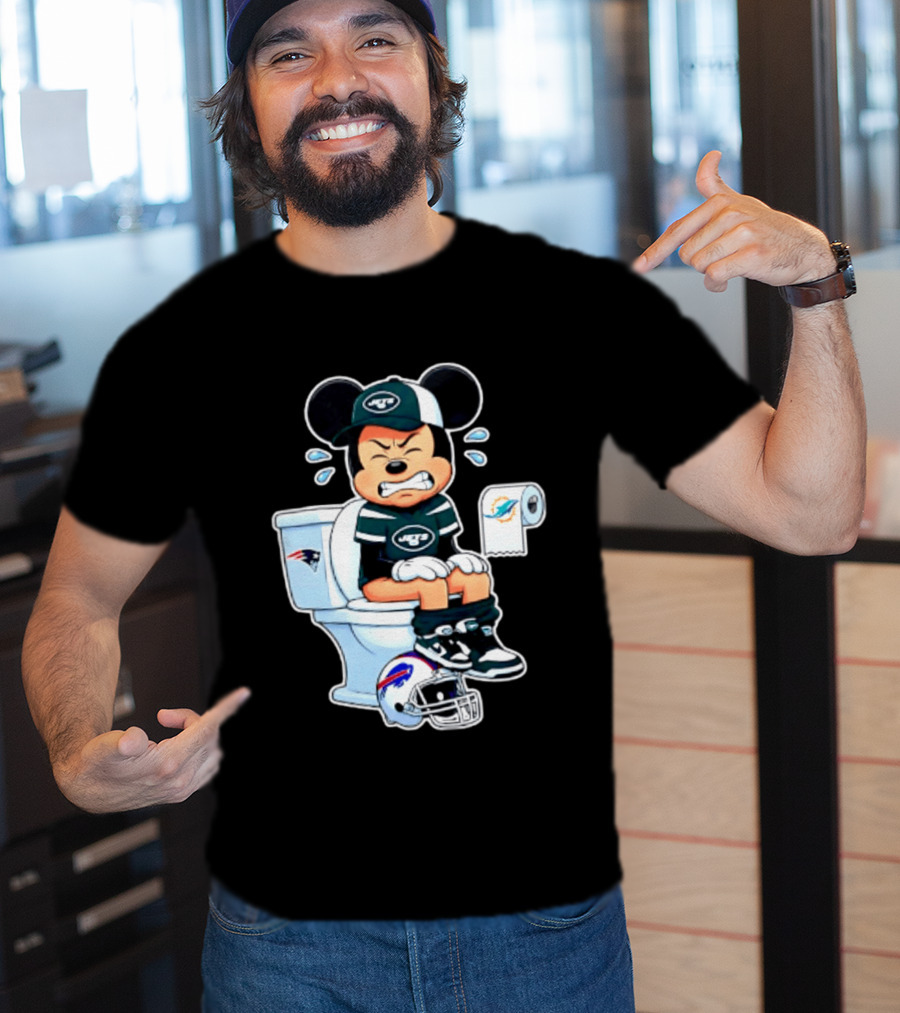 Mickey Jets Toilet Frustration Patriots Dolphins Bills Rivalry T-Shirt