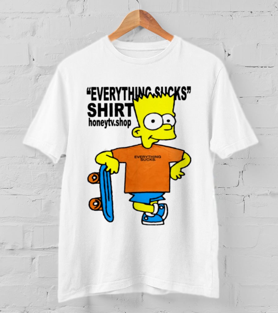 Bart Simpson Everything Sucks Skateboard Homage The Simpsons T-Shirt