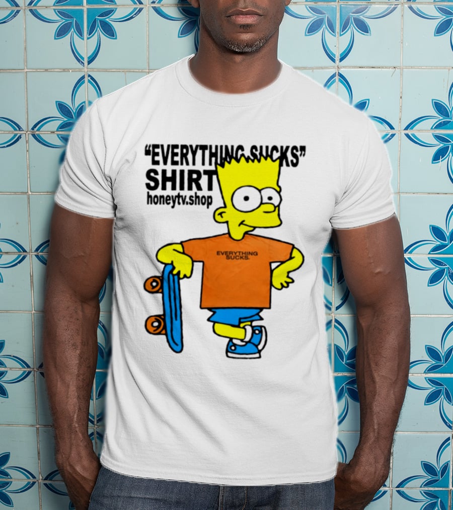 Bart Simpson Everything Sucks Skateboard Homage The Simpsons T-Shirt