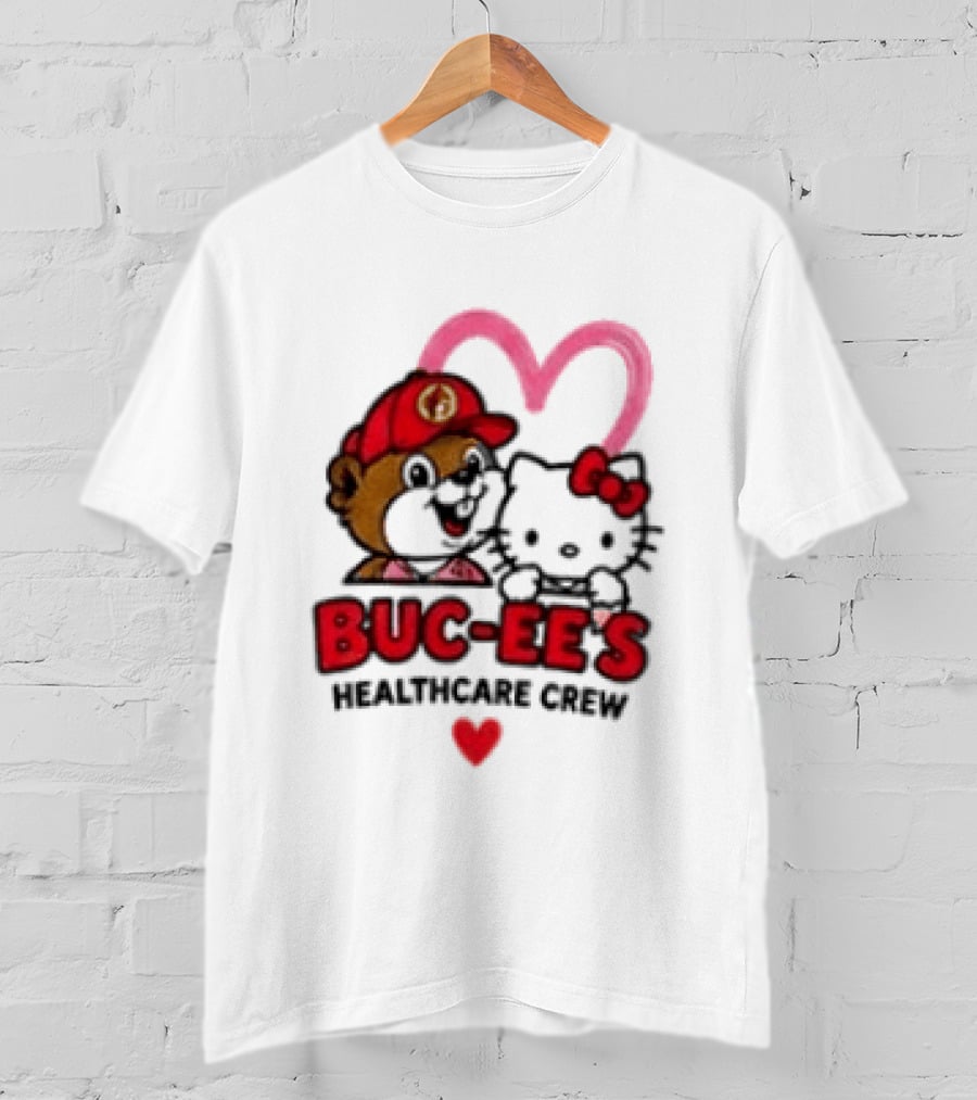 Buc Ee's Hello Kitty Caring Hearts Healthcare Crew T-Shirt