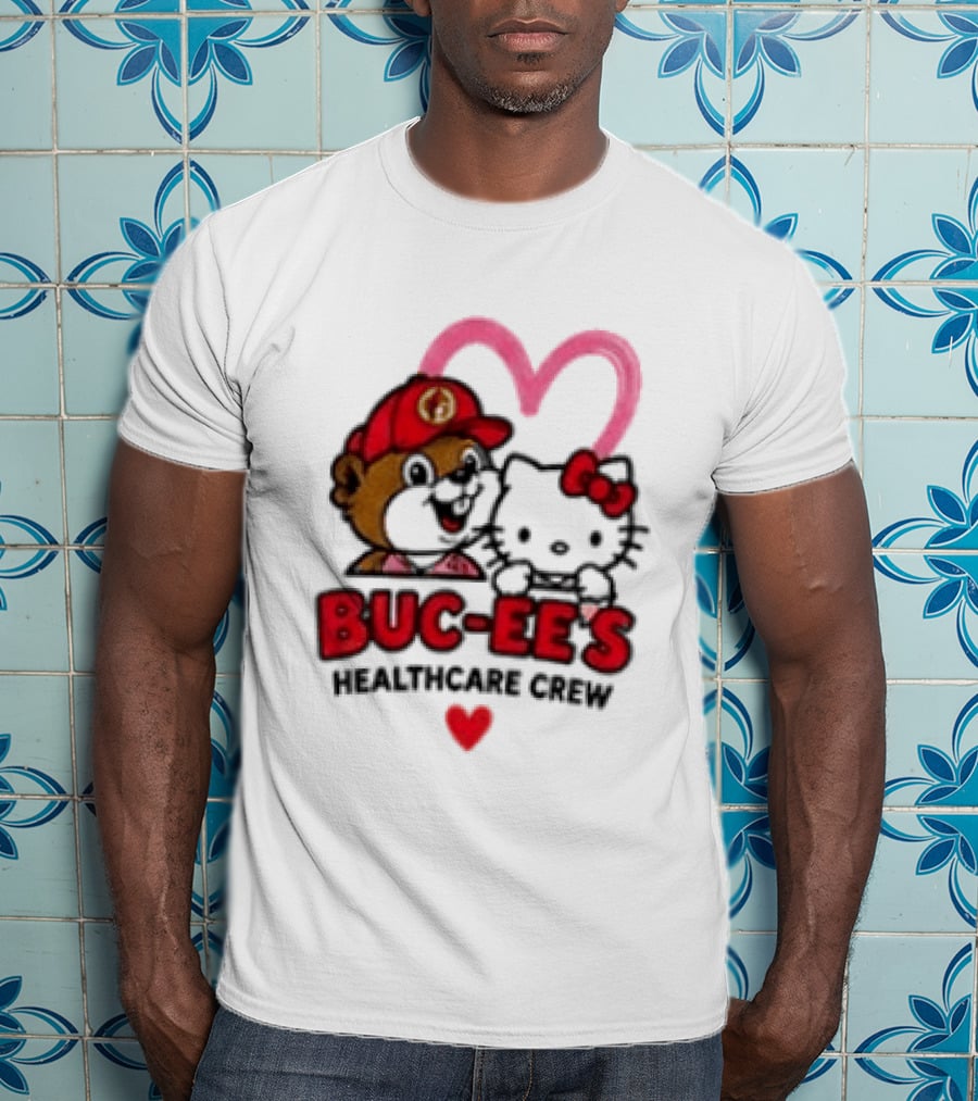 Buc Ee's Hello Kitty Caring Hearts Healthcare Crew T-Shirt