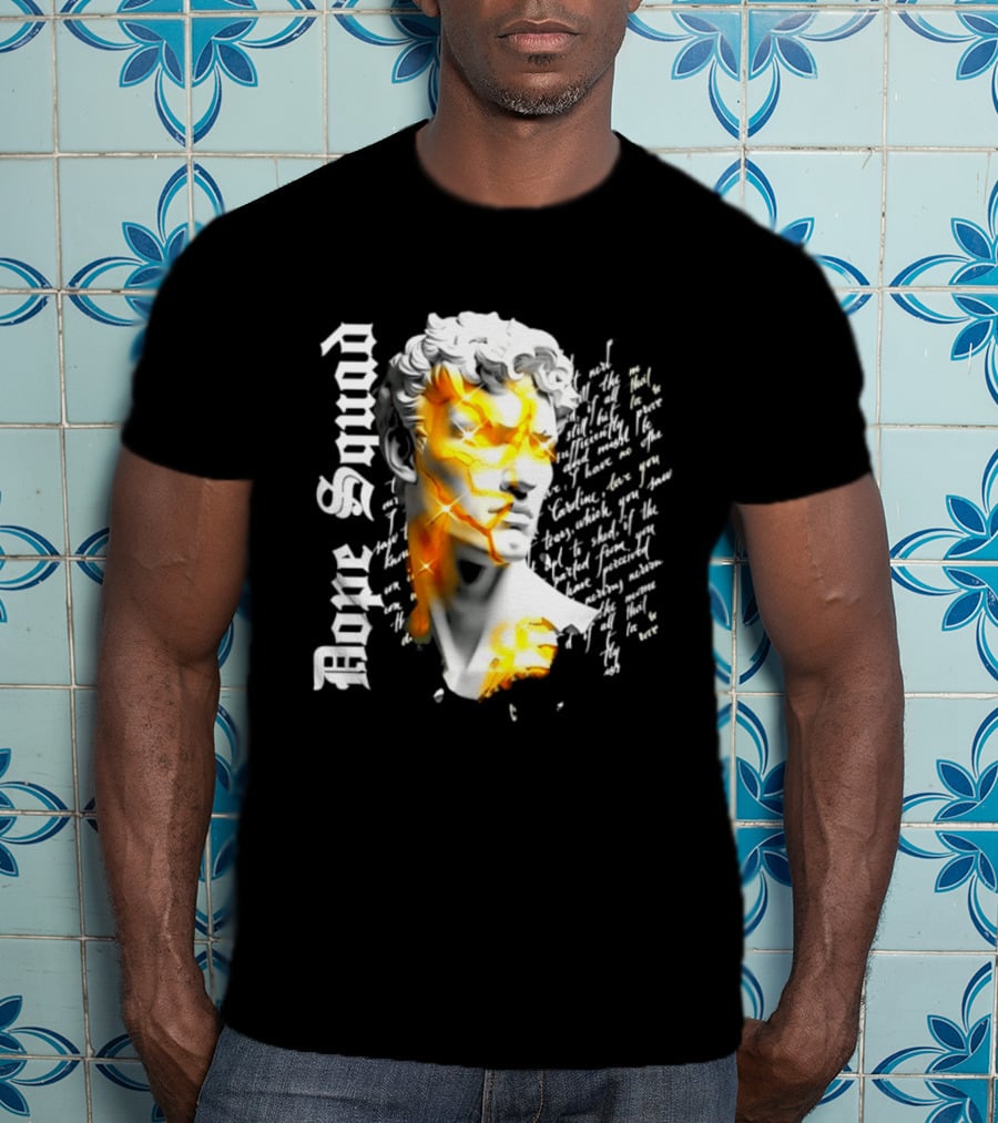 Dope Squad Greek Statue Golden Cracks Text Overlay T-Shirt