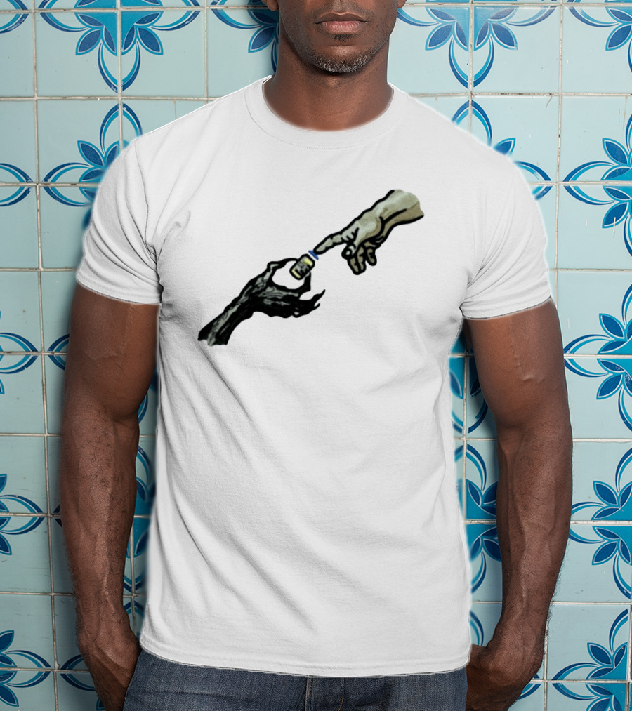 Michelangelo Creation Of Adam Vaccine Hand T-Shirt