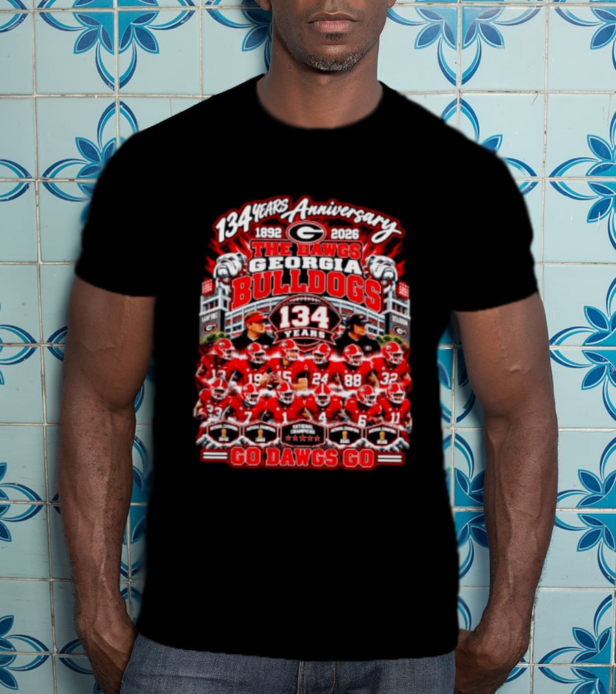 134 Years Anniversary 1892 2026 The Dawgs Georgia Bulldogs Go Dawgs Go T-Shirt