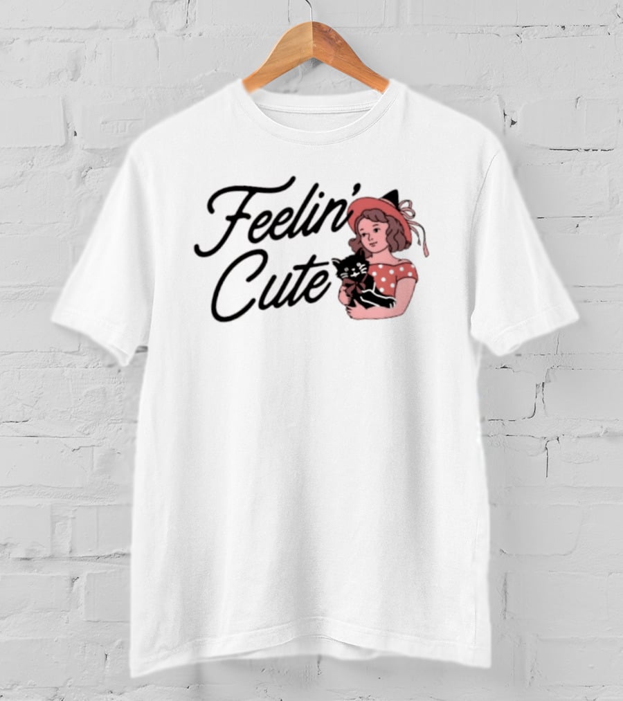 Feelin' Cute Witch With Black Cat Aesthetic T-Shirt