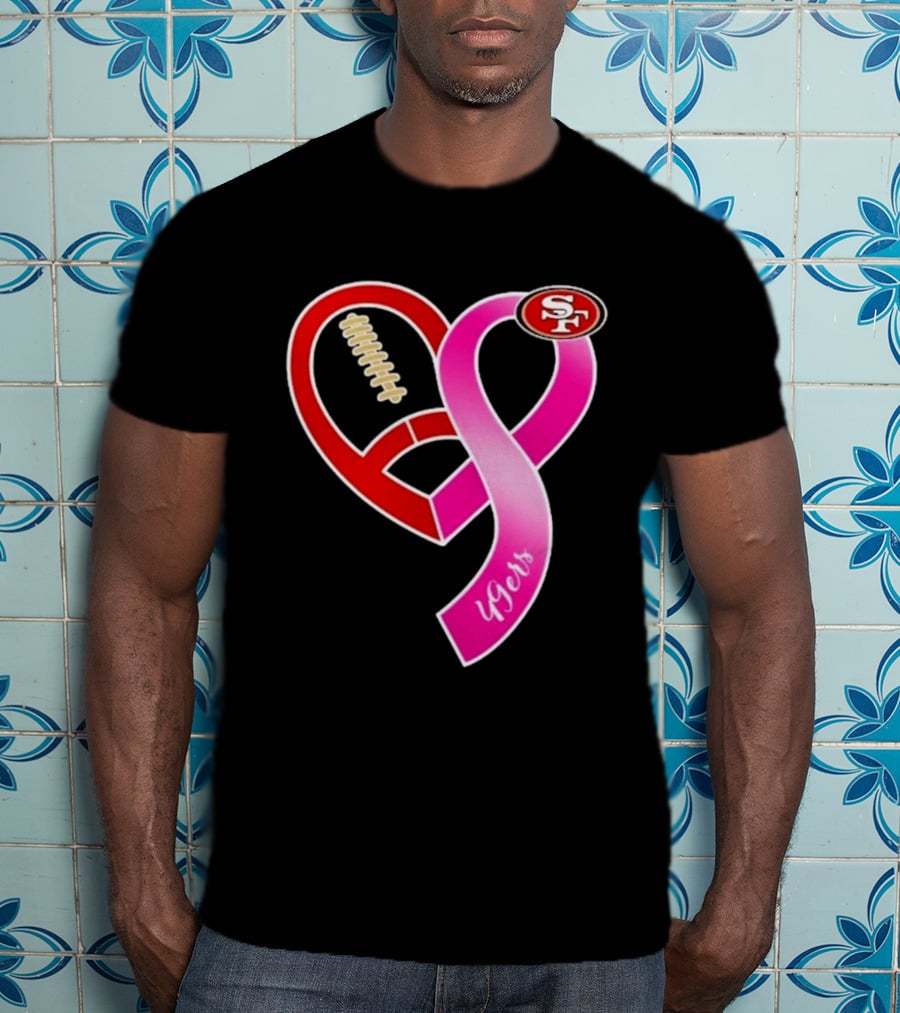 San Francisco 49ers Pink Ribbon Heart Breast Cancer Awareness 2026 T-Shirt
