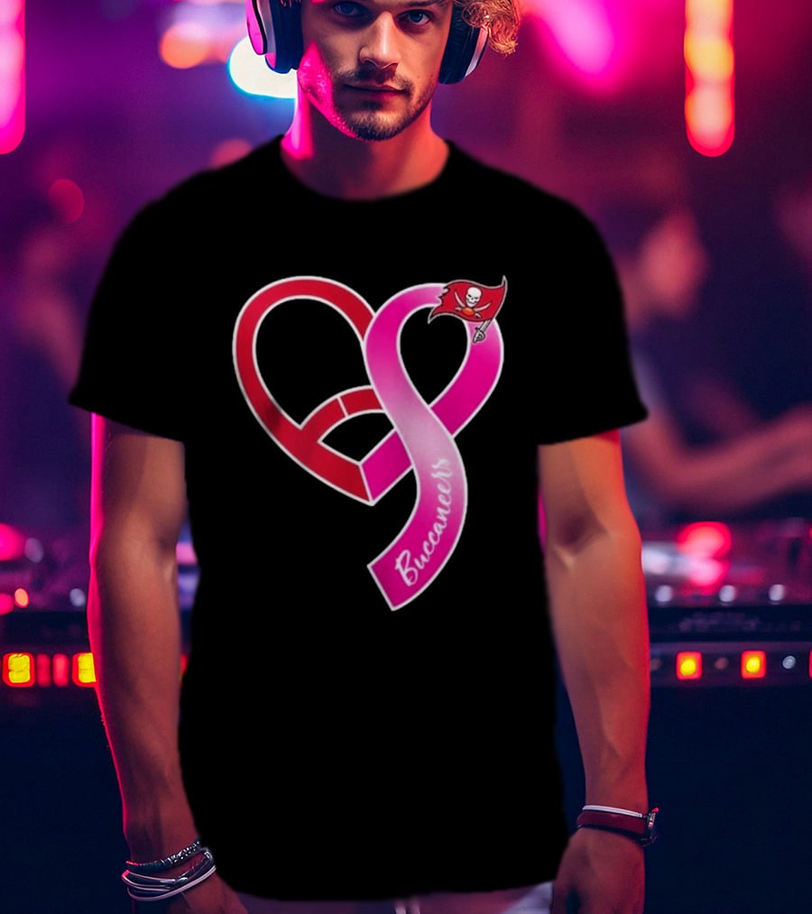 Tampa Bay Buccaneers Heart Ribbon Breast Cancer Awareness 2026 Flag T-Shirt