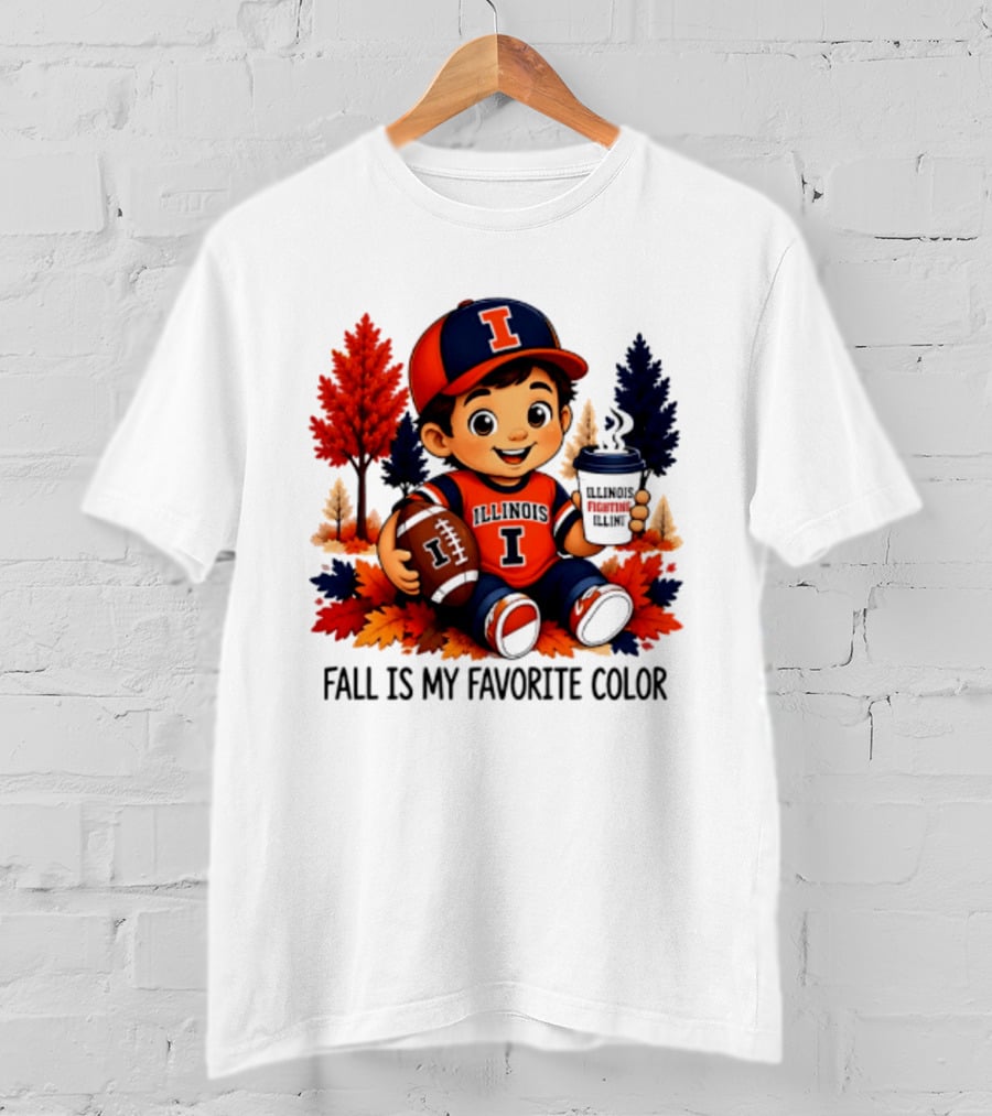 Illinois Fighting Illini Fall Is My Favorite Color Football Kid T-Shirt