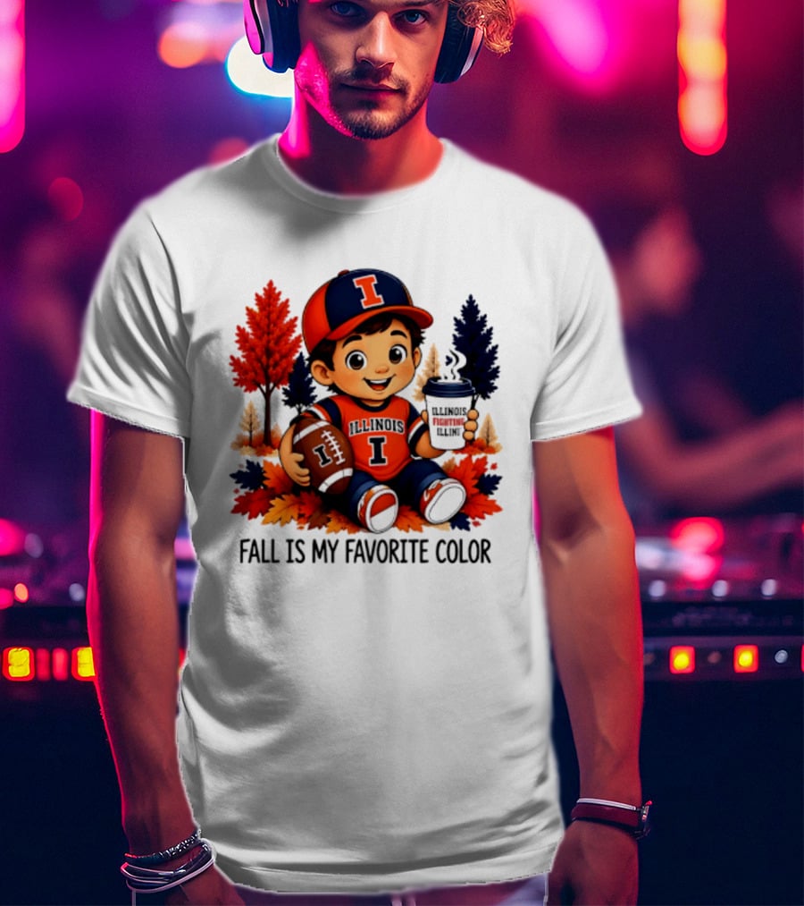 Illinois Fighting Illini Fall Is My Favorite Color Football Kid T-Shirt