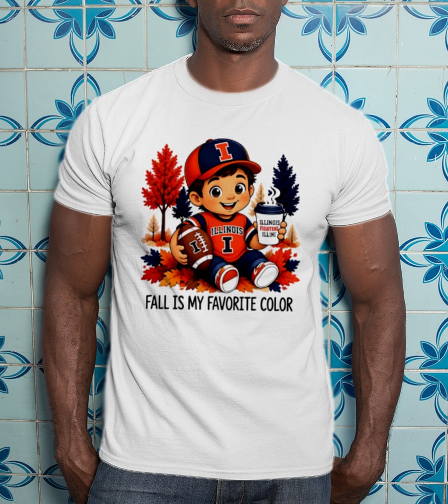 Illinois Fighting Illini Fall Is My Favorite Color Football Kid T-Shirt