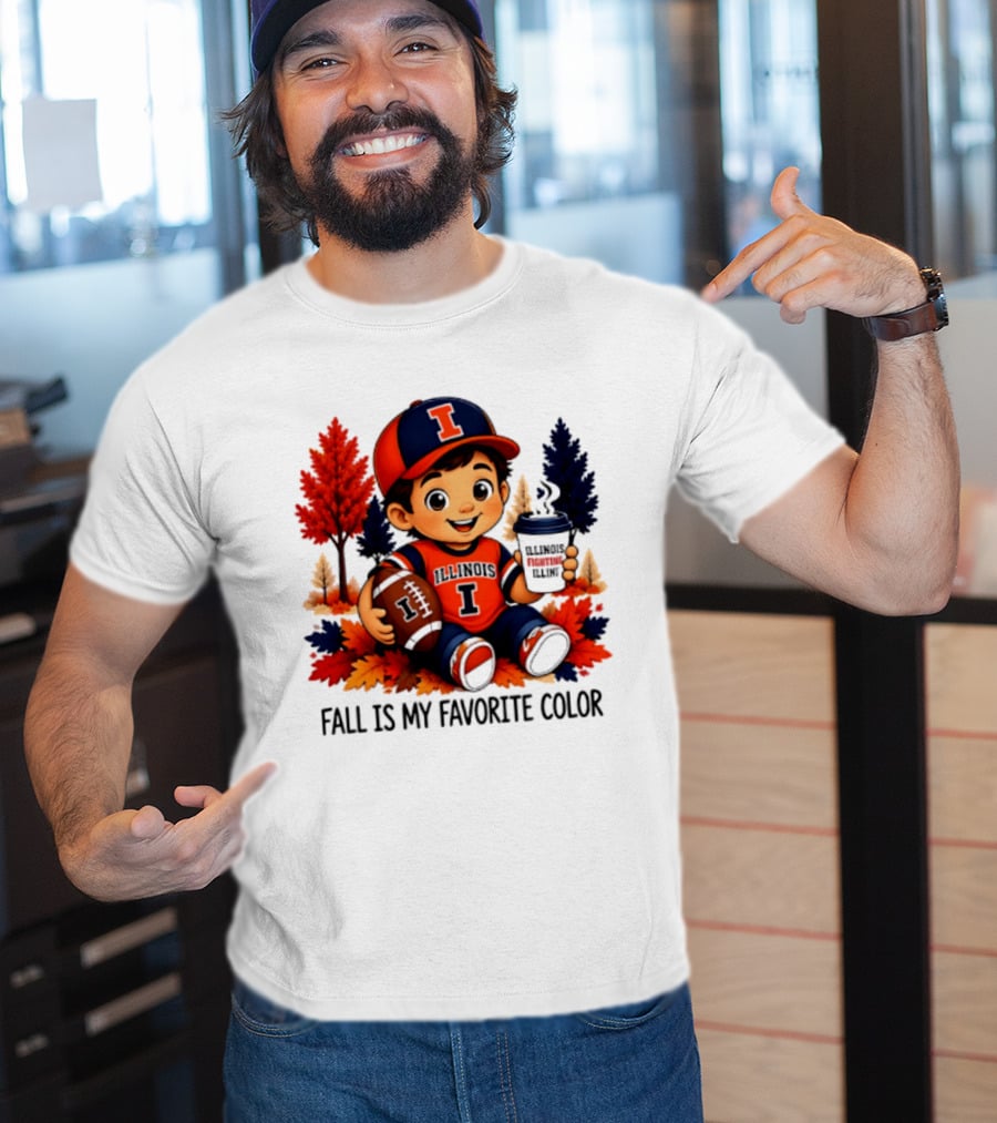Illinois Fighting Illini Fall Is My Favorite Color Football Kid T-Shirt