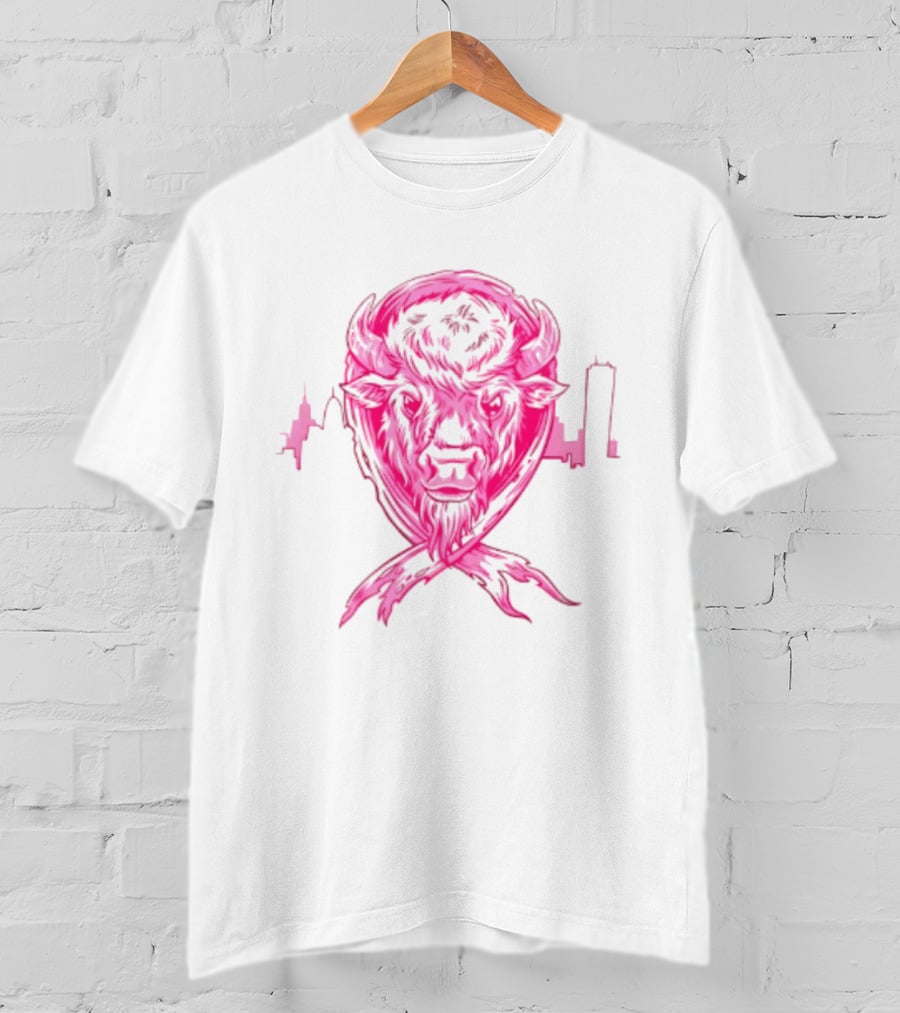Making Strides 2026 Buffalo Mafia Pink Ribbon Skyline T-Shirt