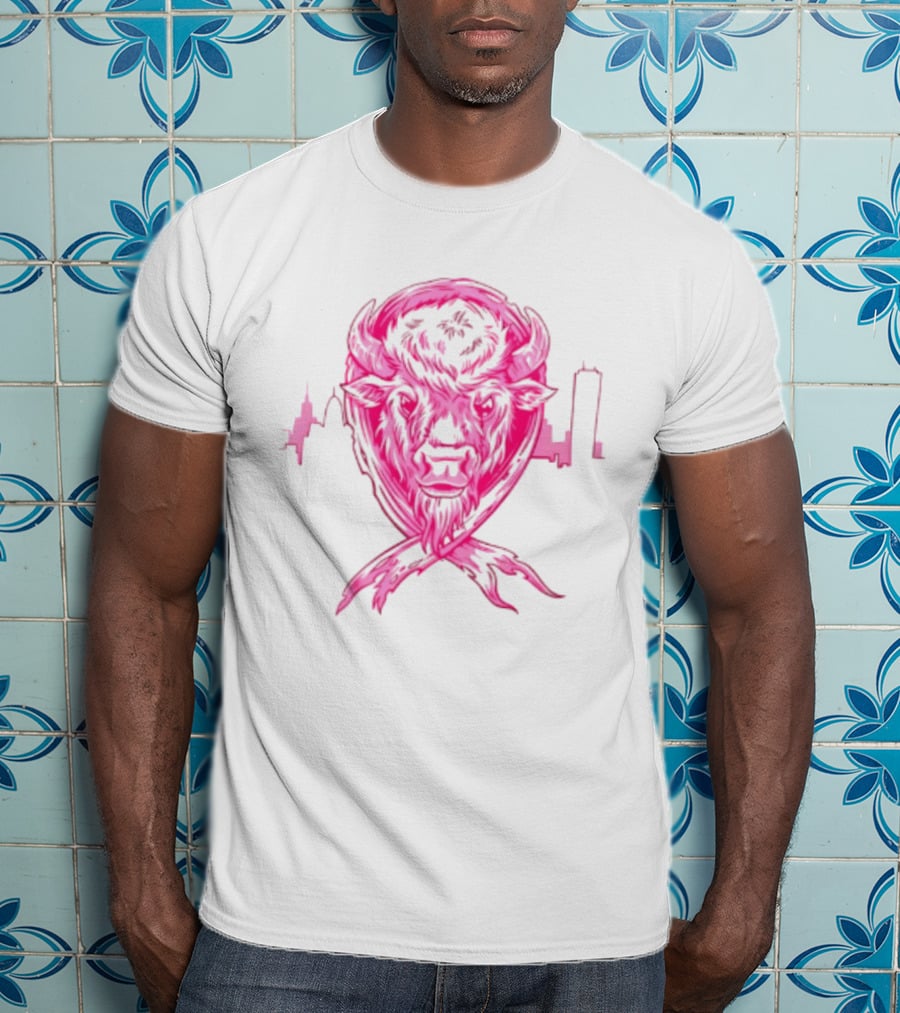 Making Strides 2026 Buffalo Mafia Pink Ribbon Skyline T-Shirt