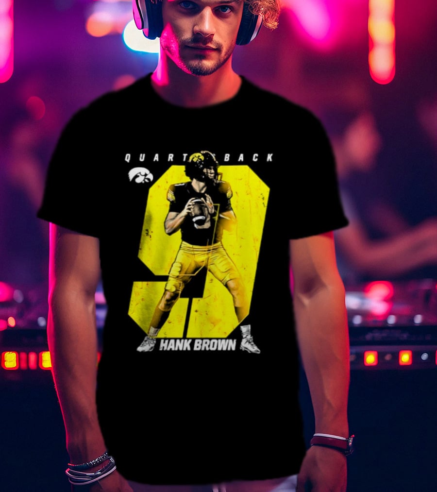 Hank Brown 9 Iowa Hawkeyes NCAA Football Quarterback Player Number T-Shirt
