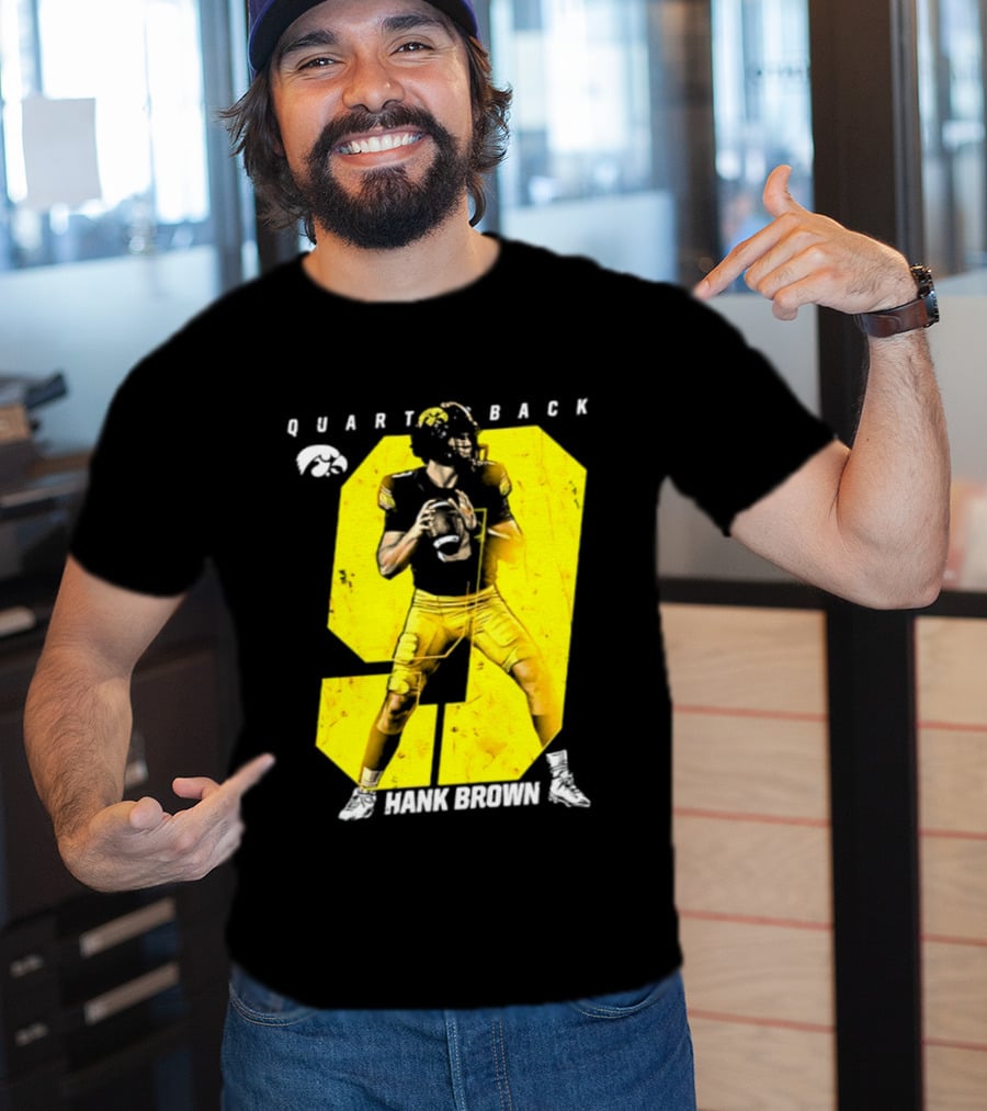 Hank Brown 9 Iowa Hawkeyes NCAA Football Quarterback Player Number T-Shirt