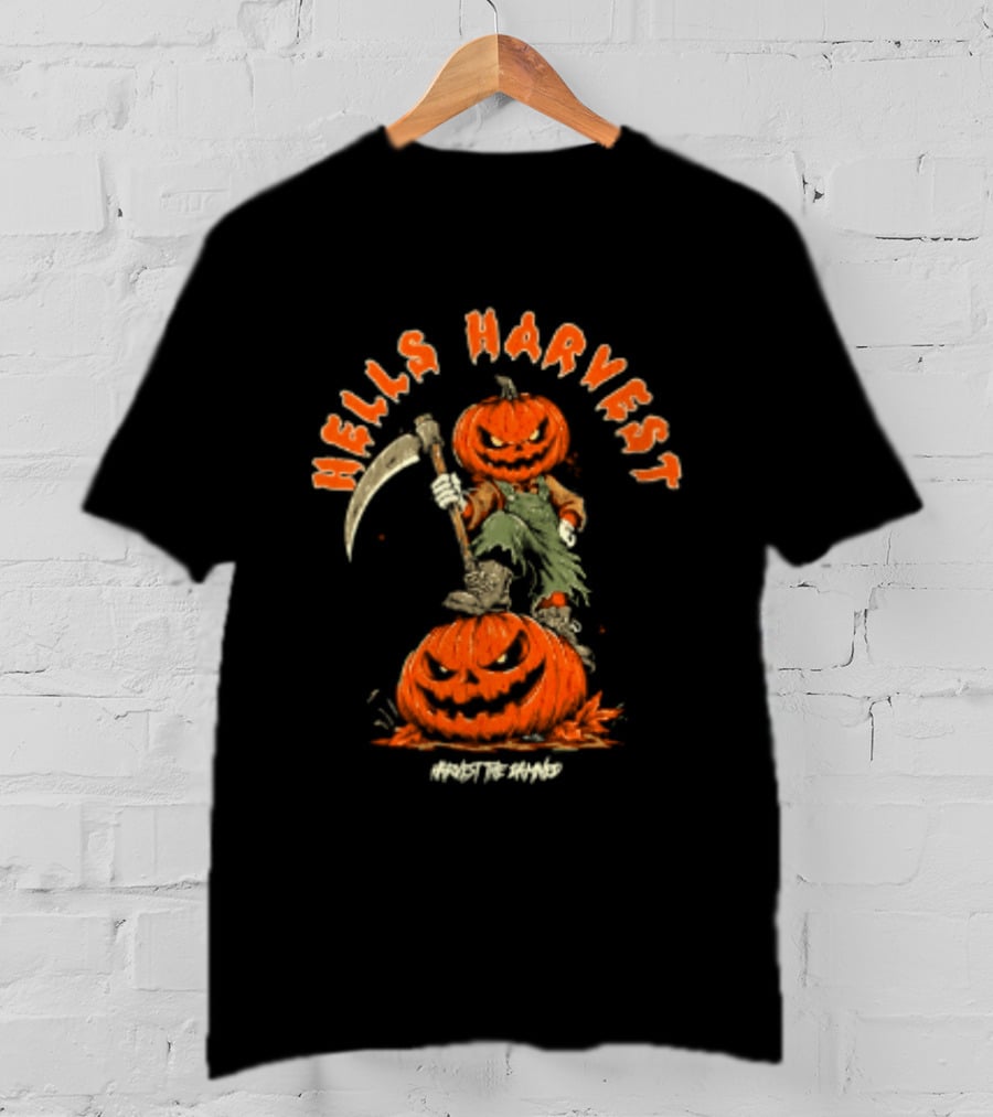 Hells Harvest Pumpkin Reaper Halloween Harvest The Damned T-Shirt