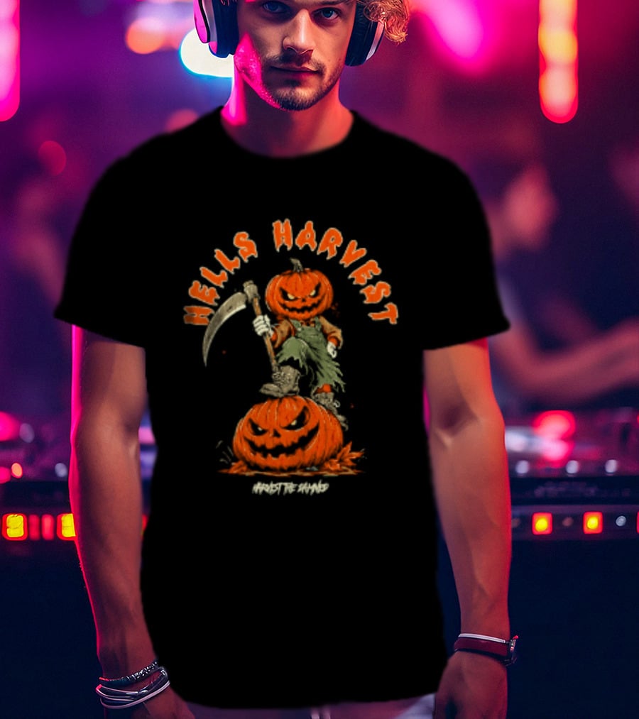 Hells Harvest Pumpkin Reaper Halloween Harvest The Damned T-Shirt