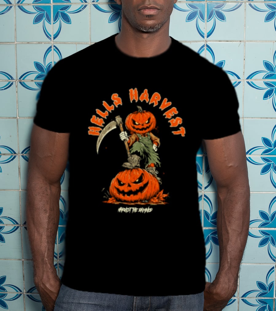 Hells Harvest Pumpkin Reaper Halloween Harvest The Damned T-Shirt