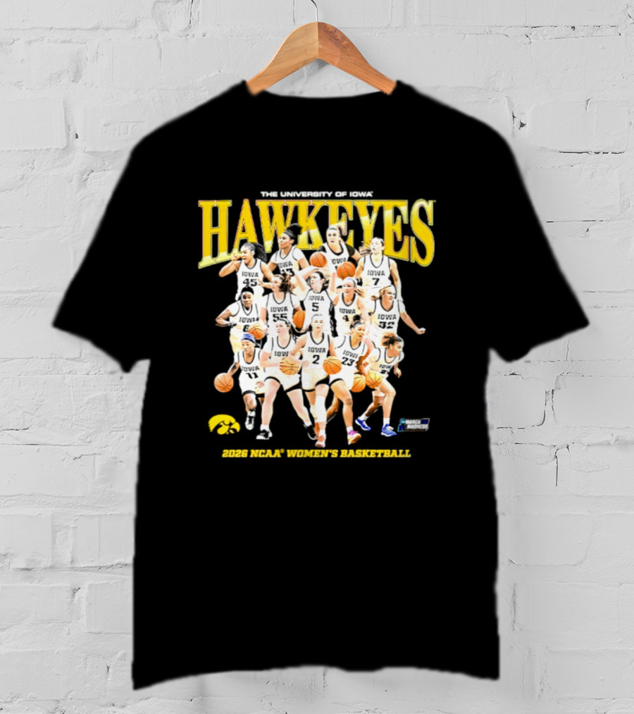 The University Of Iowa Hawkeyes 2026 NCAA Women's Basketball Team Players T-Shirt
