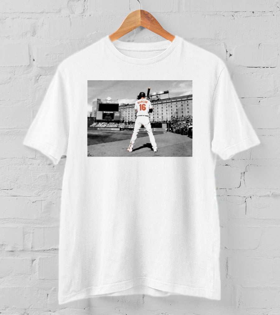 2026 Orioles Trey Mancini Retirement Number 16 Baseball Stadium Scene T-Shirt