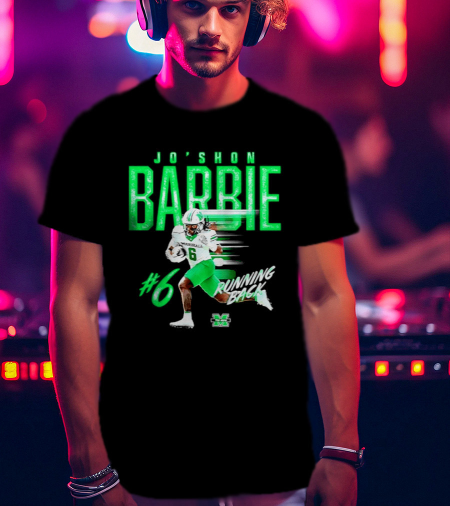 Jo'shon Barbie 6 Marshall Thundering Herd Running Back NCAA Football Player T-Shirt