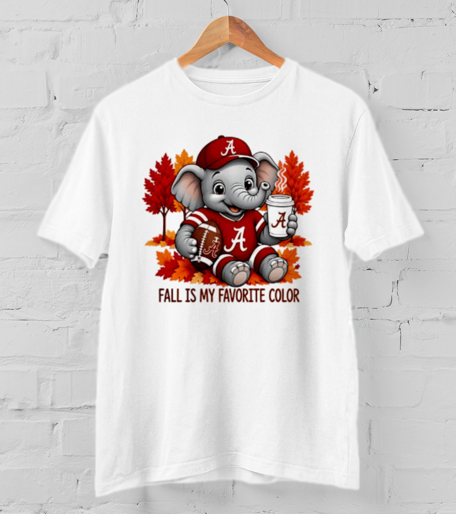 Alabama Crimson Tide Elephant Fall Is My Favorite Color Football Leaves T-Shirt