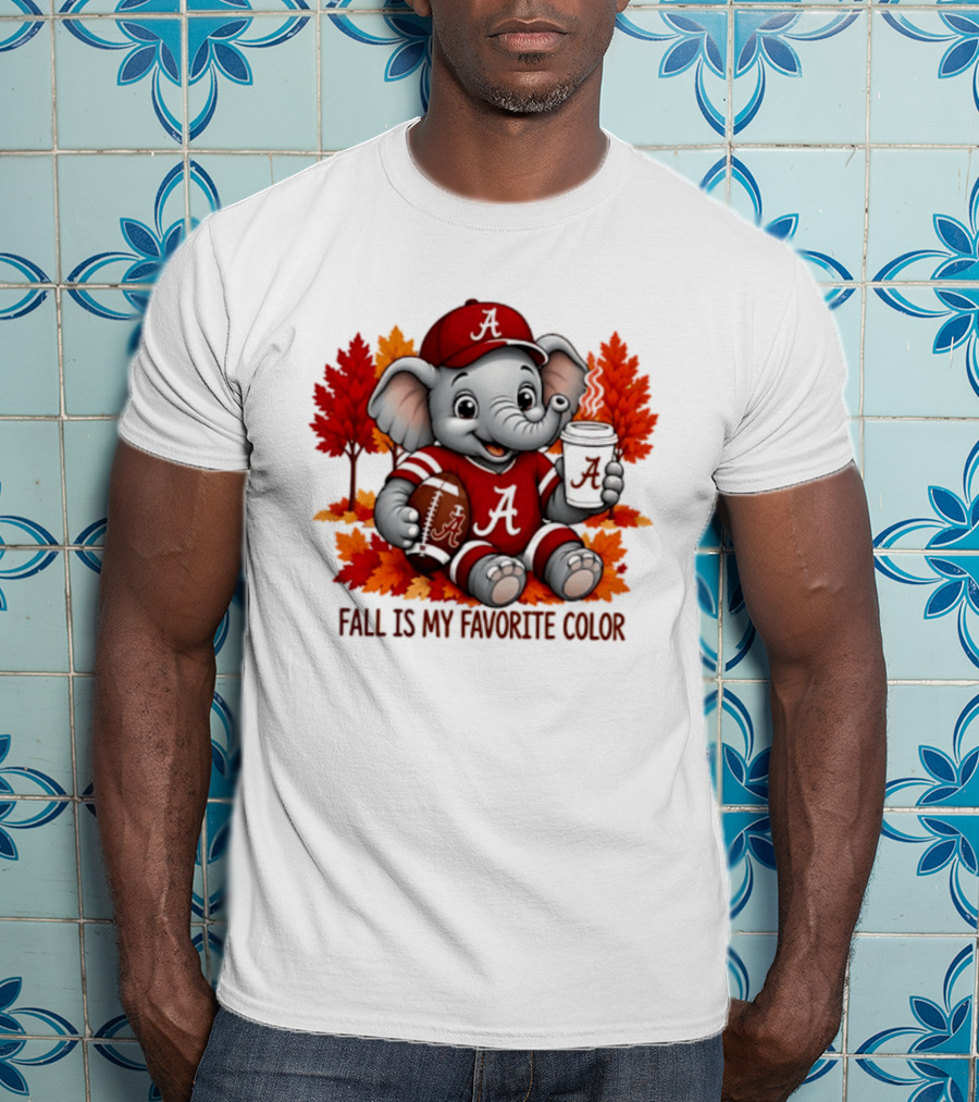 Alabama Crimson Tide Elephant Fall Is My Favorite Color Football Leaves T-Shirt