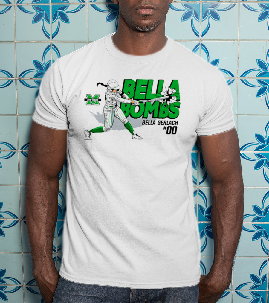 Marshall Thundering Herd Bella Bombs Bella Gerlach #00 NCAA Softball T-Shirt