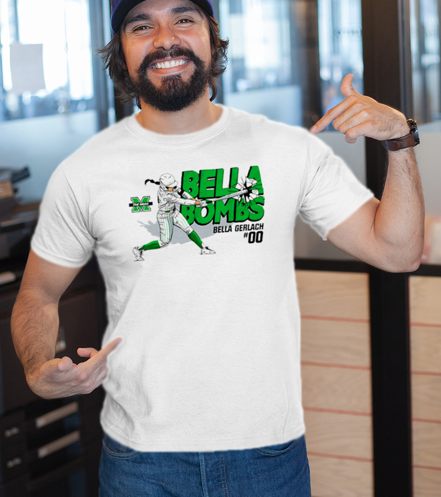 Marshall Thundering Herd Bella Bombs Bella Gerlach #00 NCAA Softball T-Shirt
