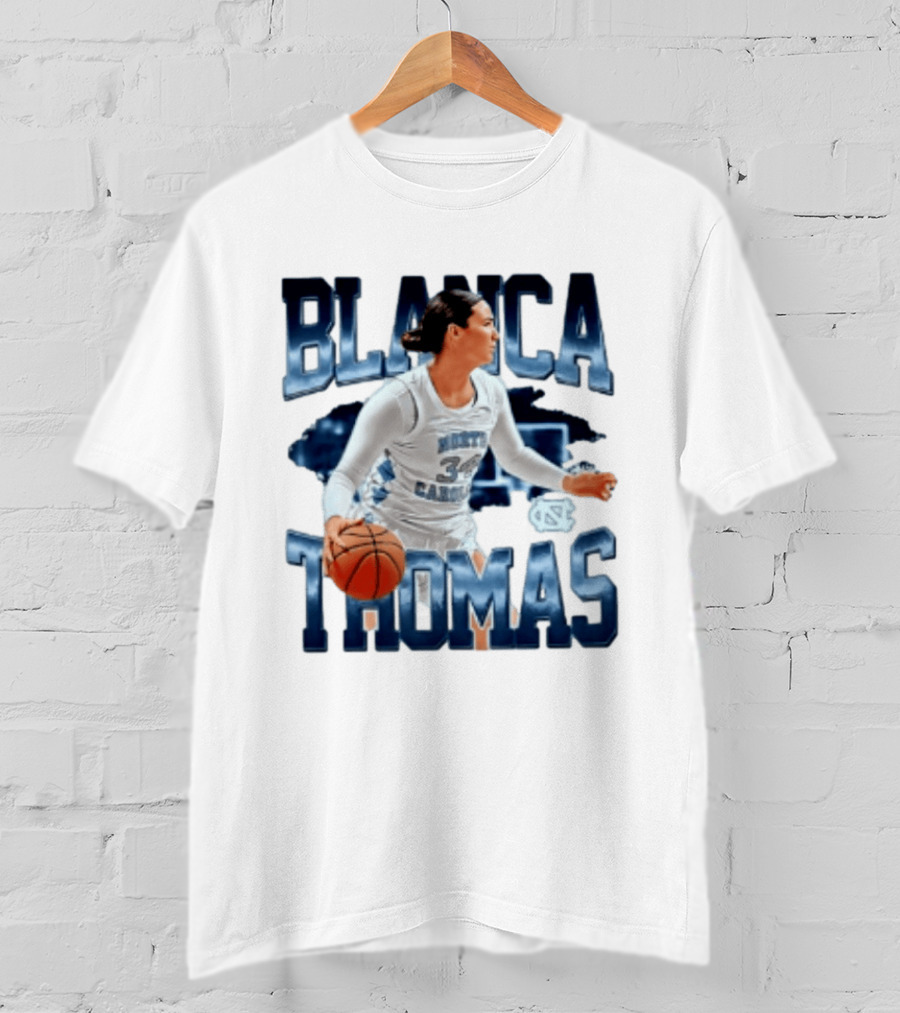 Blanca Thomas 34 North Carolina Tar Heels NCAA Women's Basketball Player T-Shirt