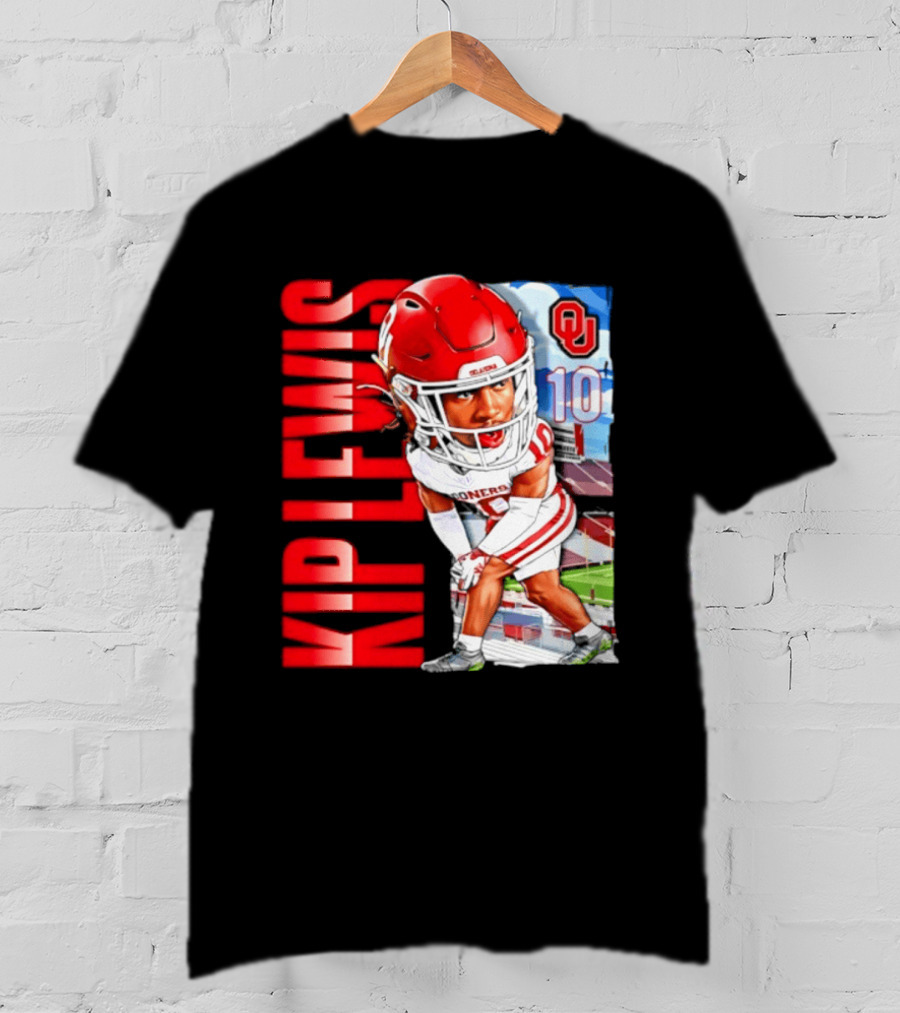 Kip Lewis 10 Oklahoma Sooners NCAA Football Player Caricature T-Shirt