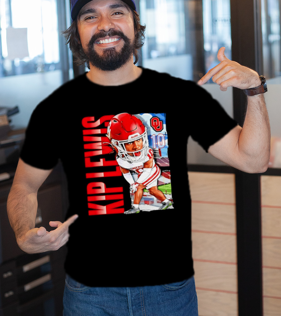 Kip Lewis 10 Oklahoma Sooners NCAA Football Player Caricature T-Shirt